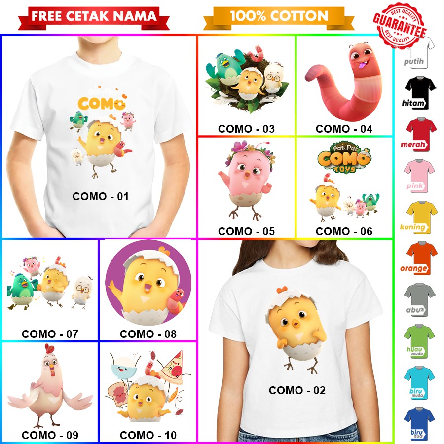 [FREE NAMA!!] Baju Kaos COUPLE  ANAK DAN DEWASA COMO BANYAK MOTIF