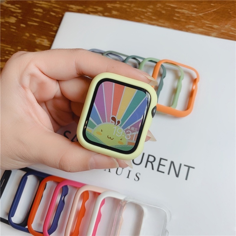 Frosted Hard Matte Cover Untuk Untuk Apple Watch Series7 6 5 4 SE iWatch 45 41 45MM 41MM 44mm 40mm iWatch Case Plastik Case