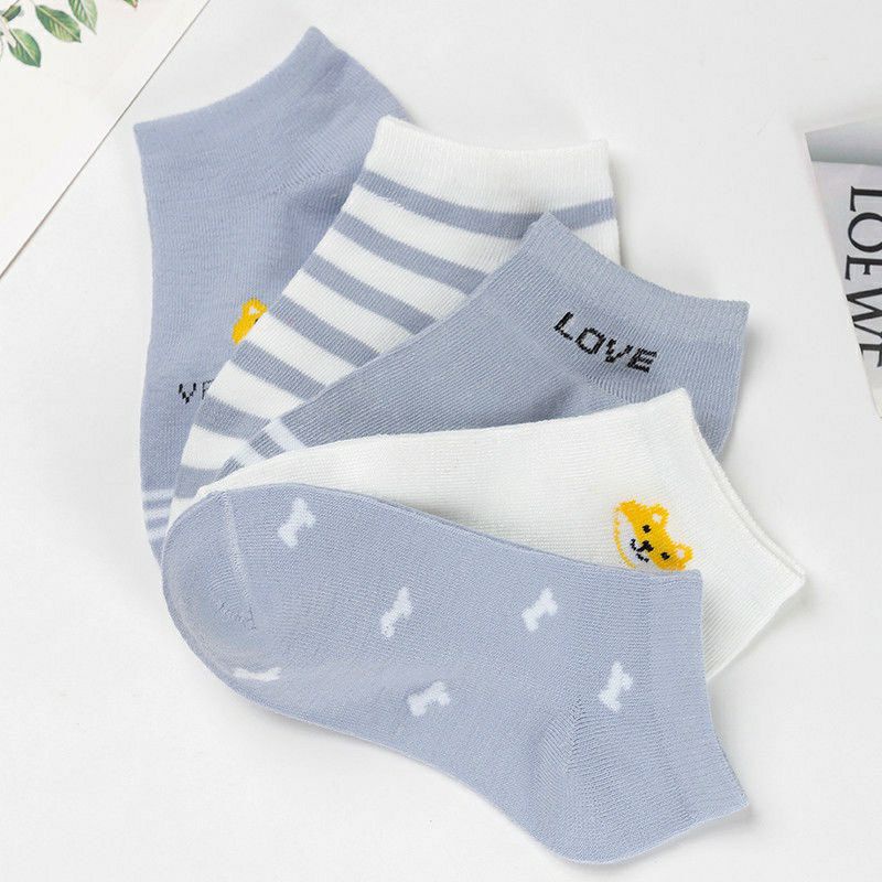 [COD] Kaos Kaki Pendek Lucu Gaya Korea Kaos Kaki Fashion Import Warna Biru Motif Lucu Kekinian