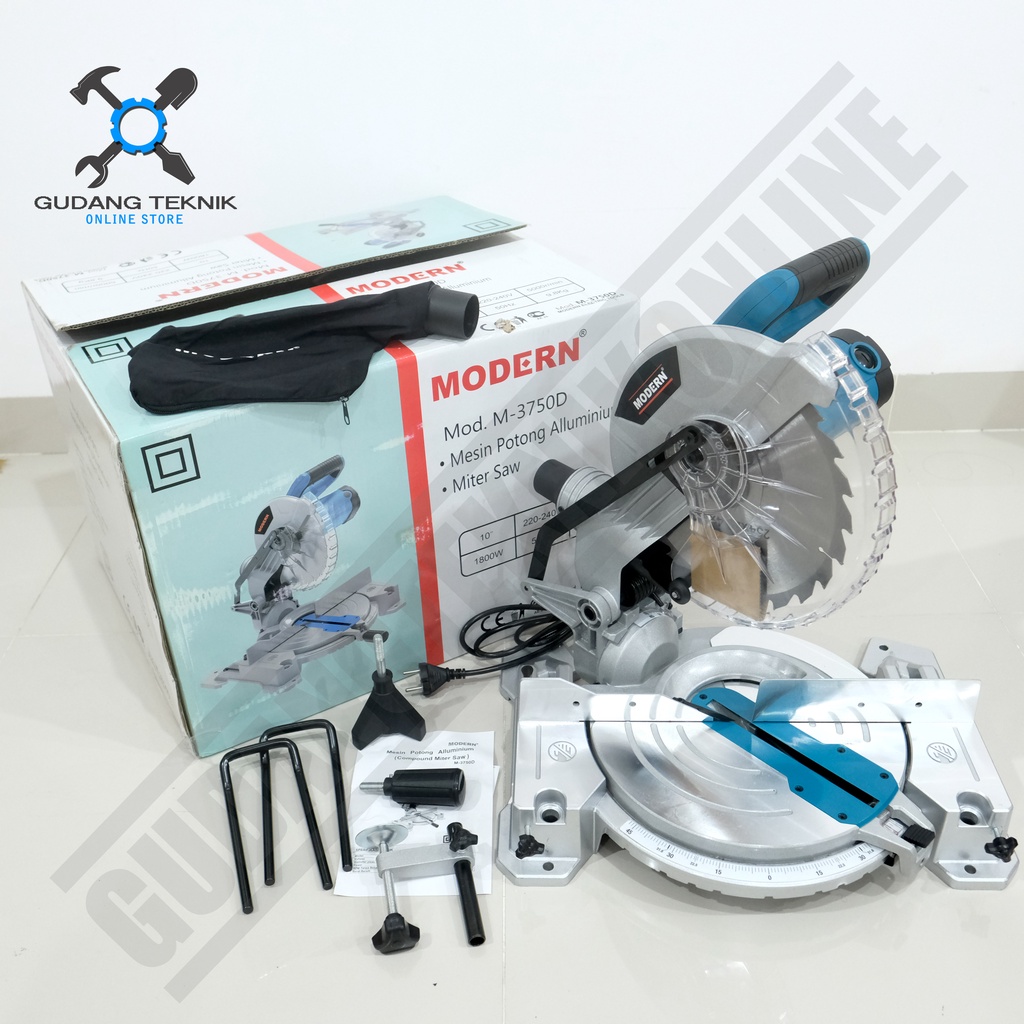 Mitter Saw 10 Inch MODERN M-3750D / Mesin Mittersaw 10&quot; 3750 - Mesin Potong Aluminium Mitre Saw MODERN