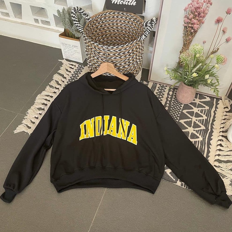 Hoodie XXL Indiana Tebal Tidak Panas Sweatshirt Motif Sempel