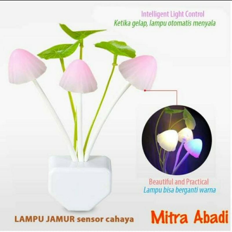 Lampu Tidur LED Jamur Mini Sensor Cahaya