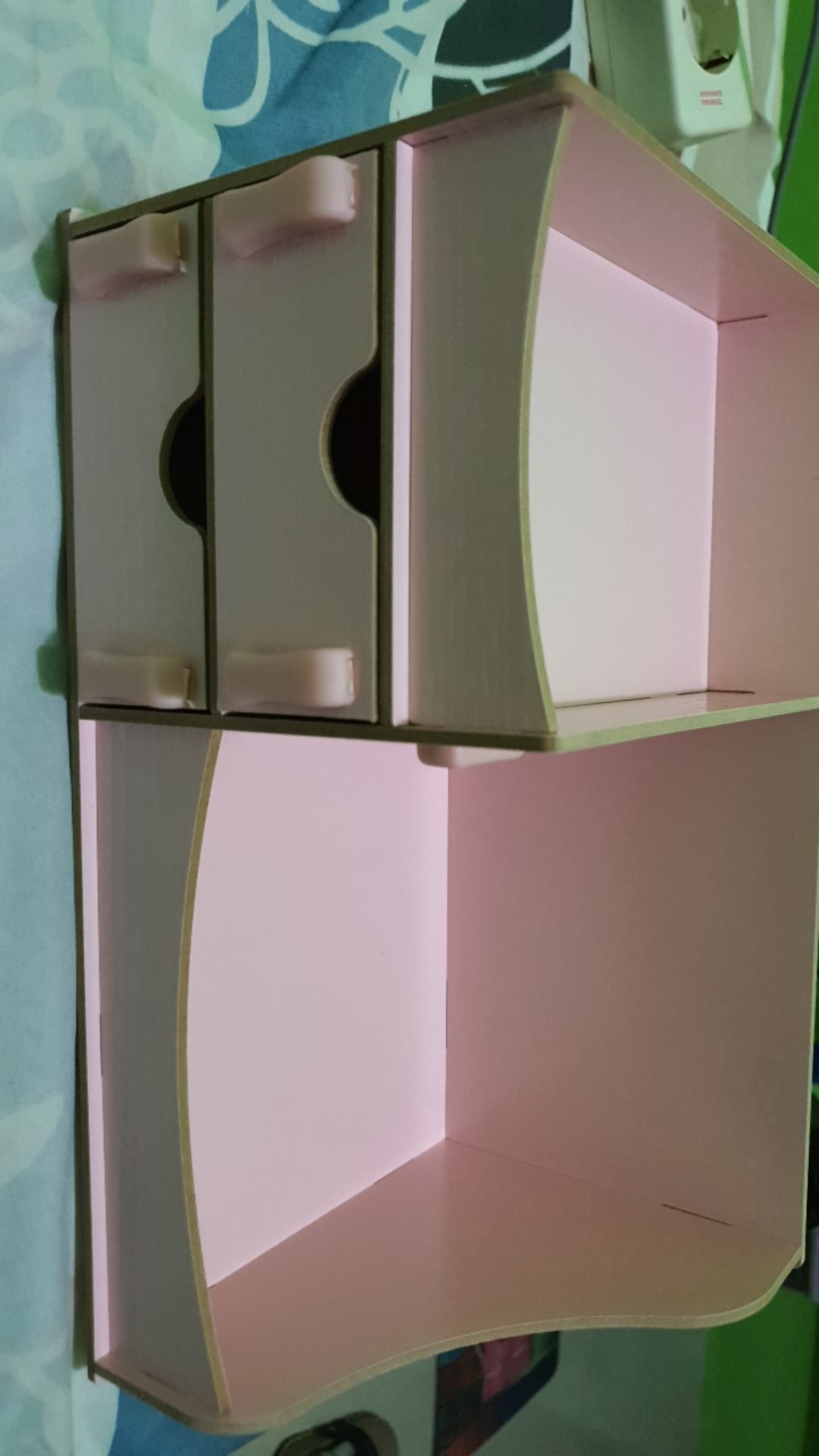 Bdp012 - Rak Kosmetik Bahan Kayu Desktop Storage Cermin Make Up Kuas