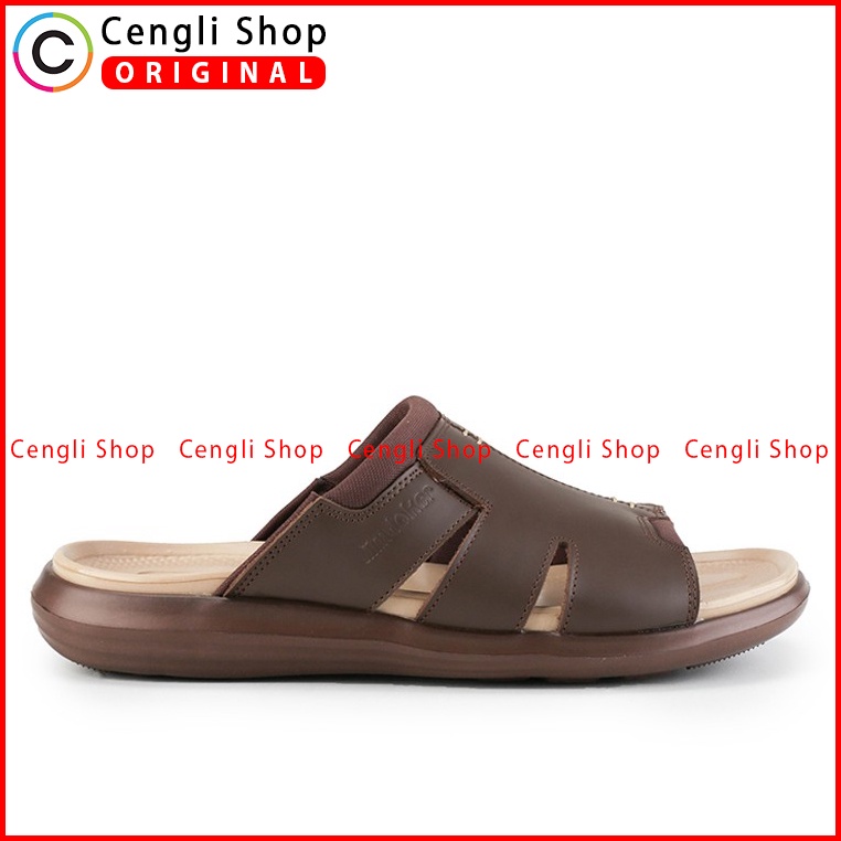 SANDAL CASUAL JIM JOKER PRIA ORIGINAL SLIDE KULIT BRANDED COKLAT JJ27