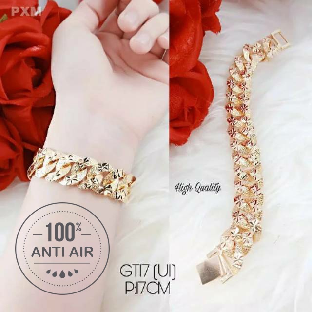 GELANG XUPING SISIK NAGA TITANIUM LAPIS EMAS ASLI