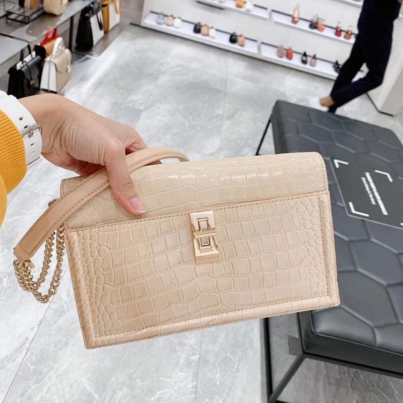 PDRO Embossed Leather Shoulder Bag