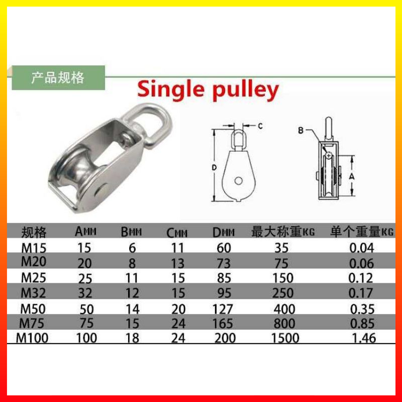 Katrol Kerekan Mini Rumah Pulley Serbaguna Troli Jangkar Pemasangan Perangkat Keras Stainless Steel Taffware - 7RSEEQSV