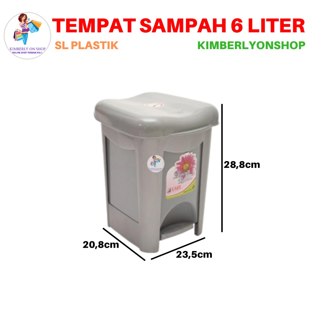 Tempat Sampah injek Livina Dust Bin 6 Liter Silver SL PLASTIC