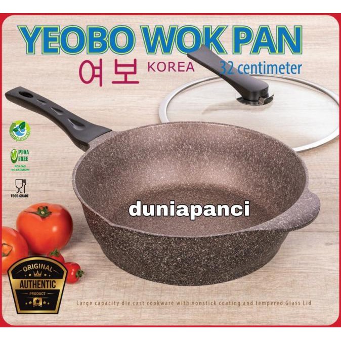 PANCI WOK PAN 32 CM WAJAN PENGGORENGAN ANTI LENGKET YEOBO KOREA