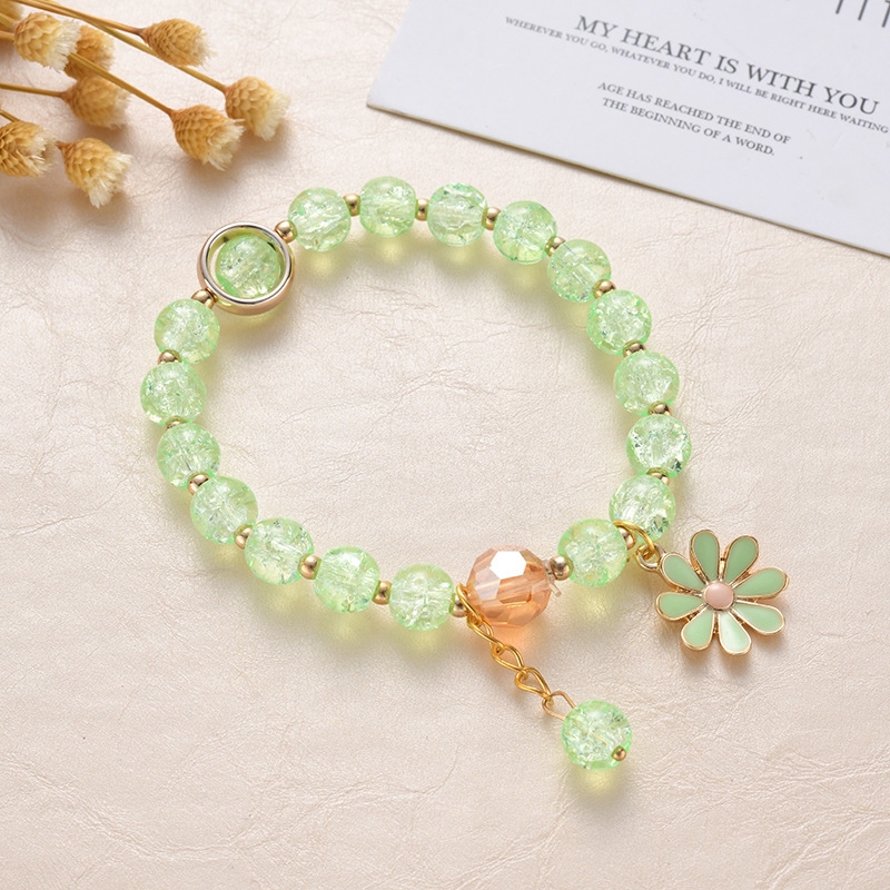 Korean Crystal Daisy Flower Tassel Bracelet Women Girl Bracelets Jewelry Accessories