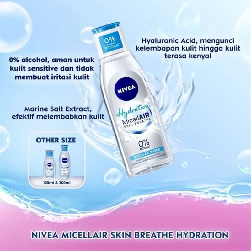 [KECIL] NIVEA Micellair Micellar Water Hydration BIRU  - 125ml/KULIT KERING