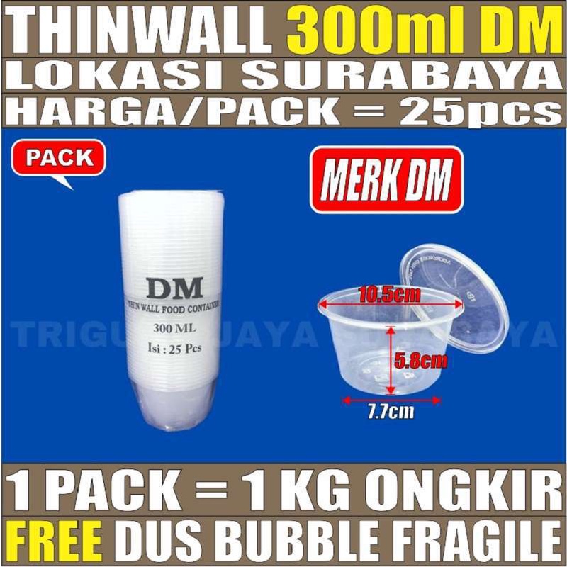 Thinwall DM 300ml Per Pack Bulat Rata Mangkok Bowl Salad Buah Murah Surabaya