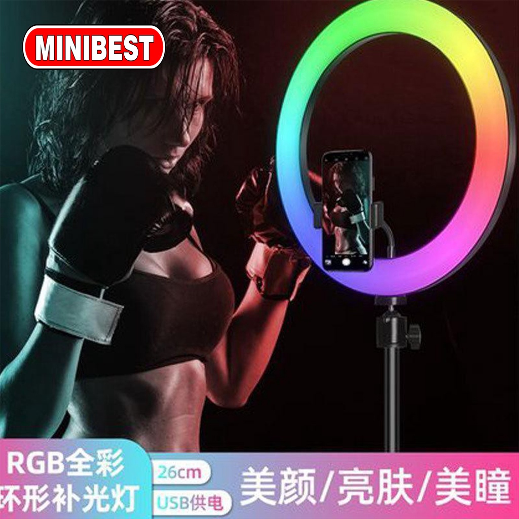 Ring Light RGB 26 CM + 2M Led Rainbow TRIPOD Video LED TIKTOK