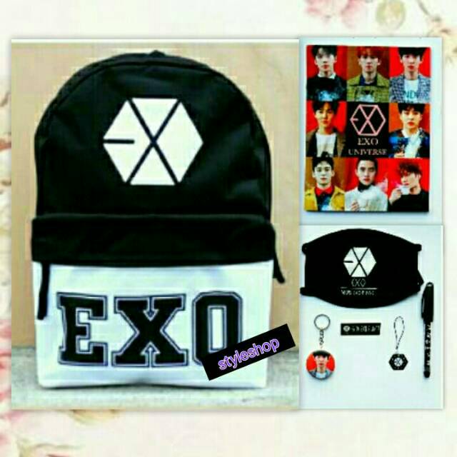 

set tas buku pin pen masker bts exo kpop