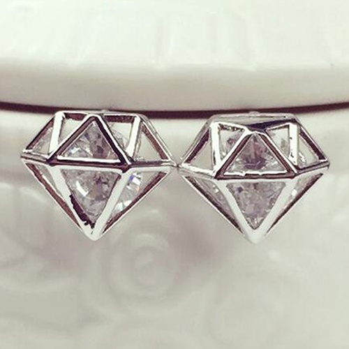 Hu Hu Hu Hu Hu Alat Bantu Pasang Kacamata♡ Anting Tusuk Model Hollow Bahan Cubic Zirconia Untuk Wanita