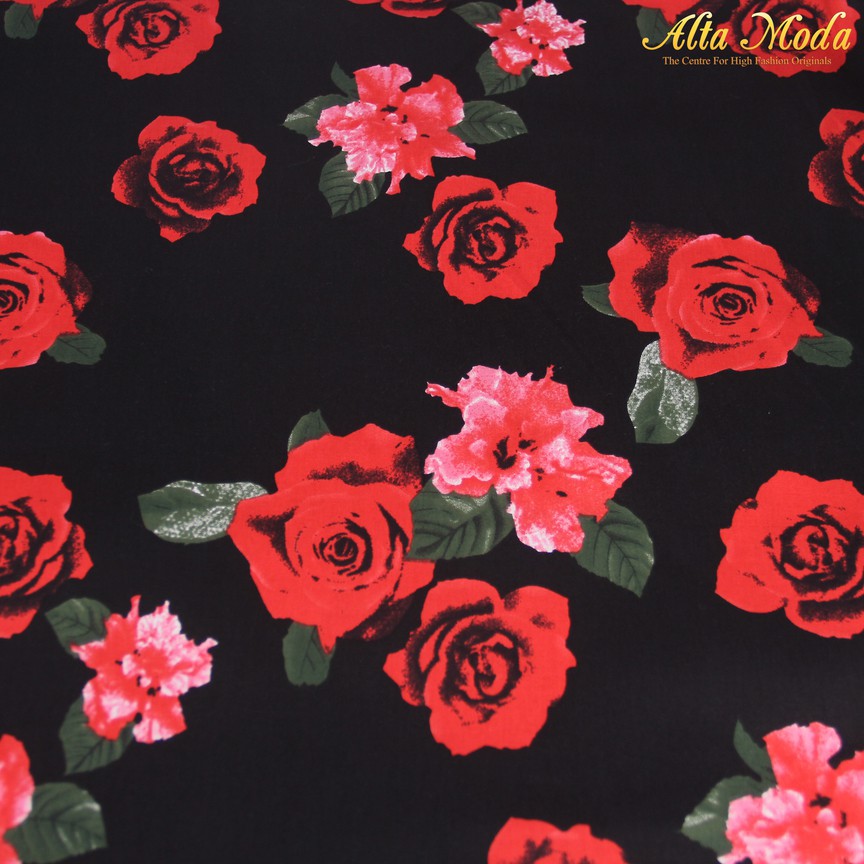

Alta Moda Katun Motif Fancy Rose - Hitam Kain Premium (1M)