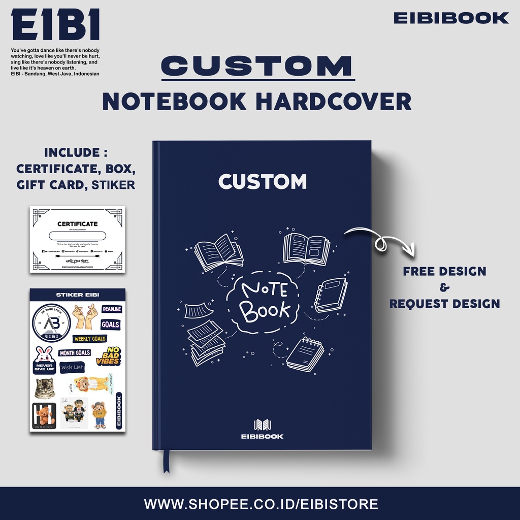 

Eibi Custom Notebook Hardcover 120 Lembar Free Request Cover Design