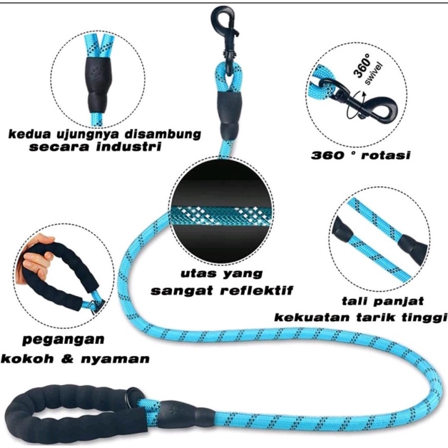 TALI TUNTUN ANJING BESAR MEDIUM SEDANG dog nylon leash with spring