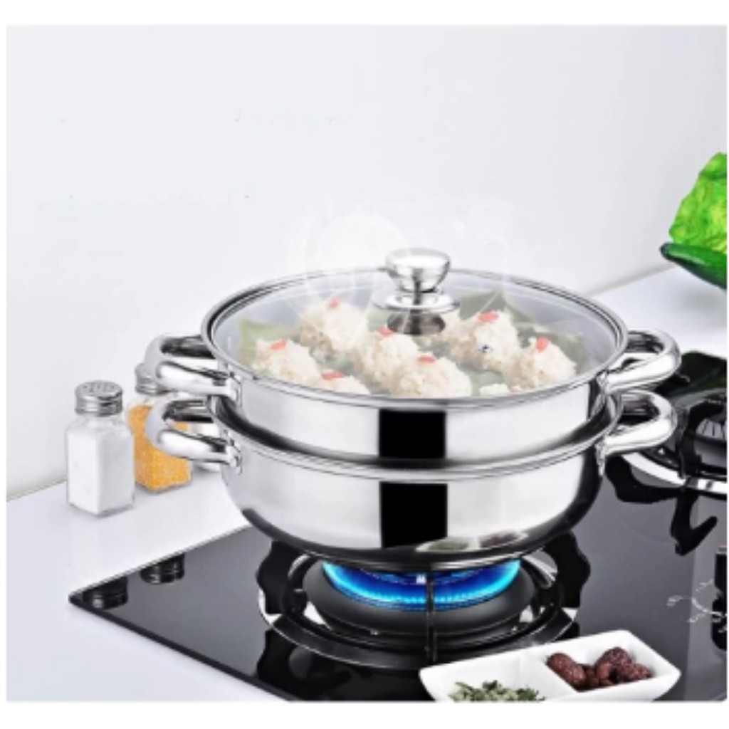 Panci Kukus Kukusan 28cm Double Stainless Steel Steamer - 2 Susun 4128