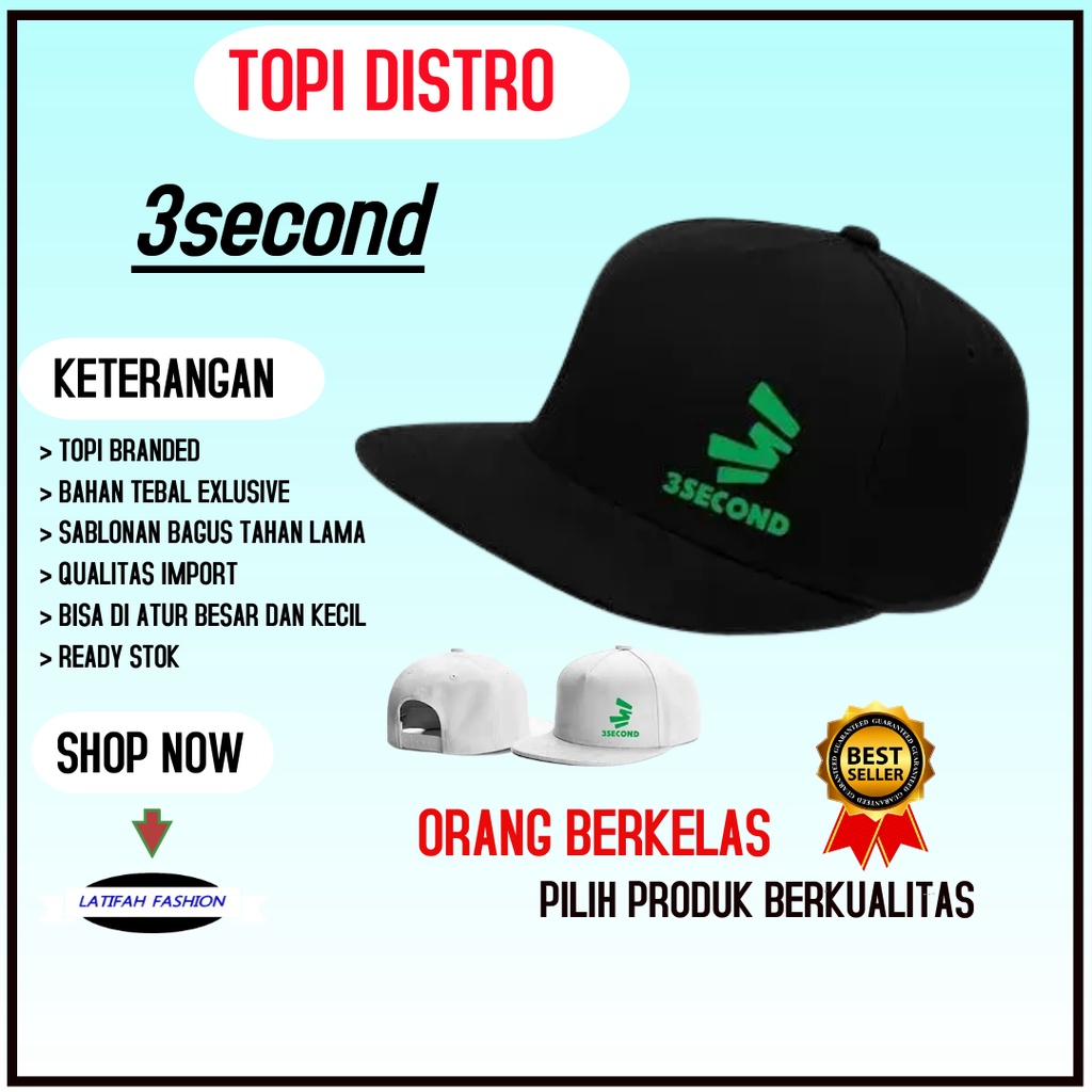 Topi Distro Bisbol 3second Peria Pria Cowok Dewasa Keren Snapback Trucker Baseball Jaring Super Prem