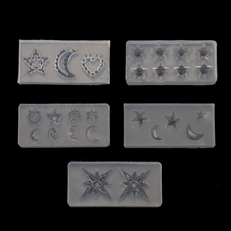 SIY  5Pcs Mini Moon Star Sun Resin Mold Astral Planet Theme Jewelry Fillings Resin Silicone Mold Jewelry Tools Nail Art Craft