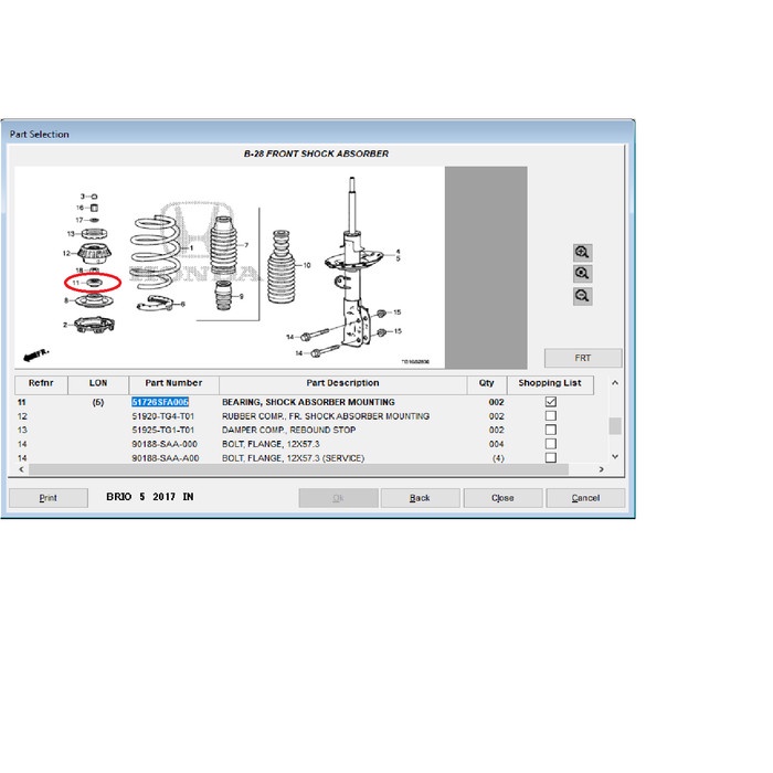 Bearing Shockbreaker Honda Brio
