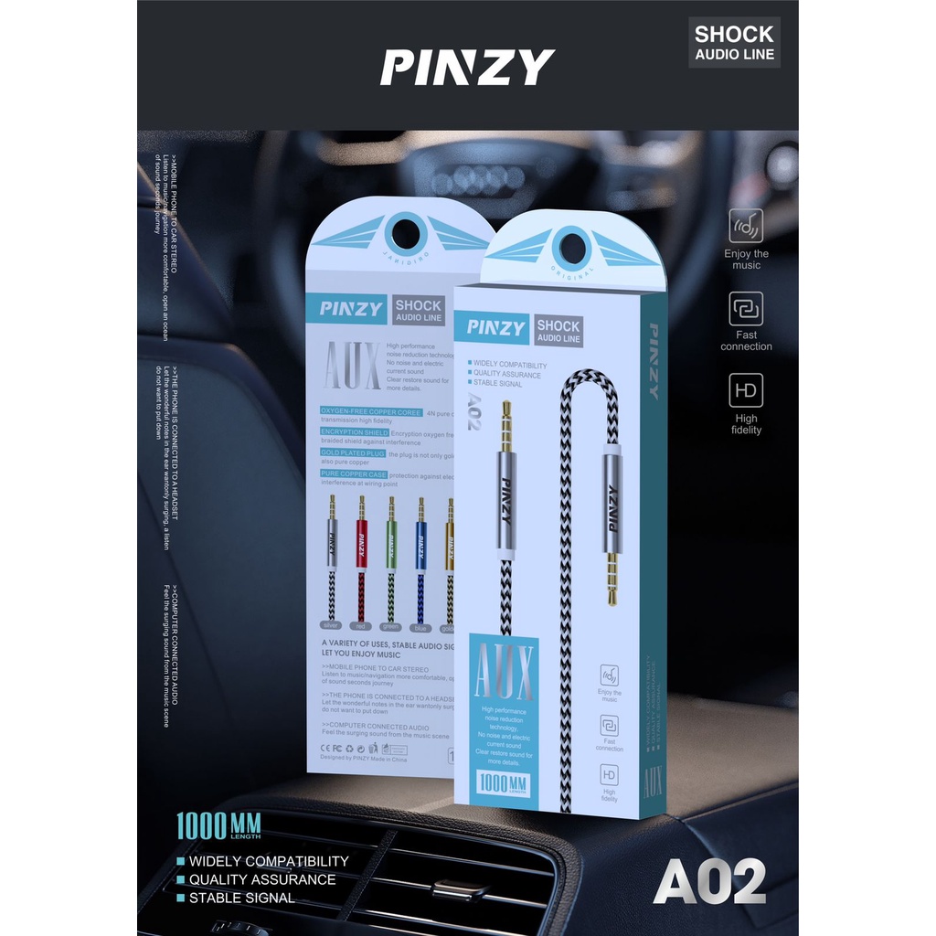 Kabel Audio PINZY A02 3.5mm - Aux Cable Male to Male PINZY A02