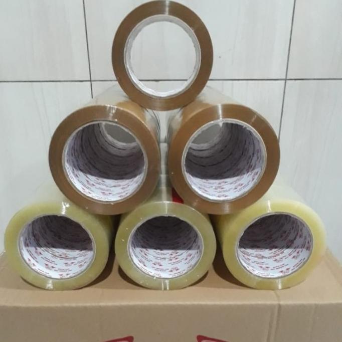 

GOJEK GRAB LAKBAN 45MM x 100 YARD FULL / LAKBAN BENING COKLAT - Putih