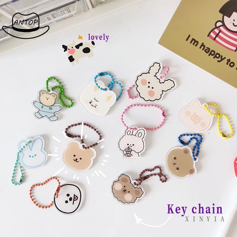 Cute Cartoon Keychain Color Bead Chain Lanyard Bag Keychain Pendant ANTOP