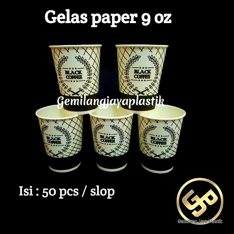 Paper Cup 9 oz Hot Cup Gelas Kertas Tahan Panas Kopi /Dus @20 slop