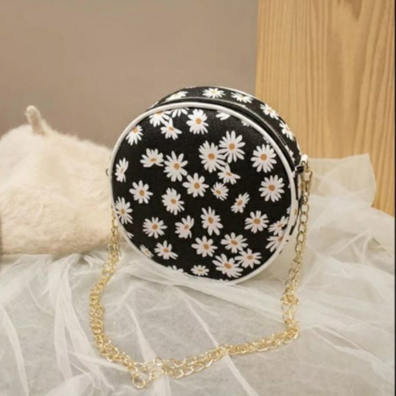Dem_sare - KDS009 DAISYKA Tas Wanita Tas Selempang Wanita Mini Sling Bag Tas Bahu Bulat Tali Rantai