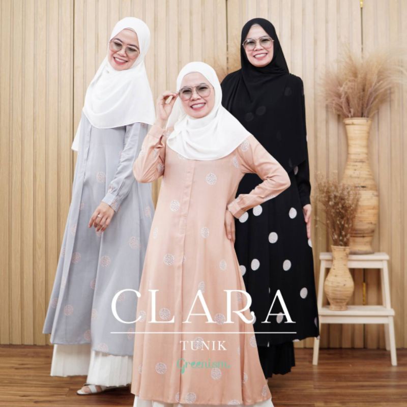 CLARA TUNIK GREENISM / Tunik Syari Panjang Casual bahan Rayon Uniqlo