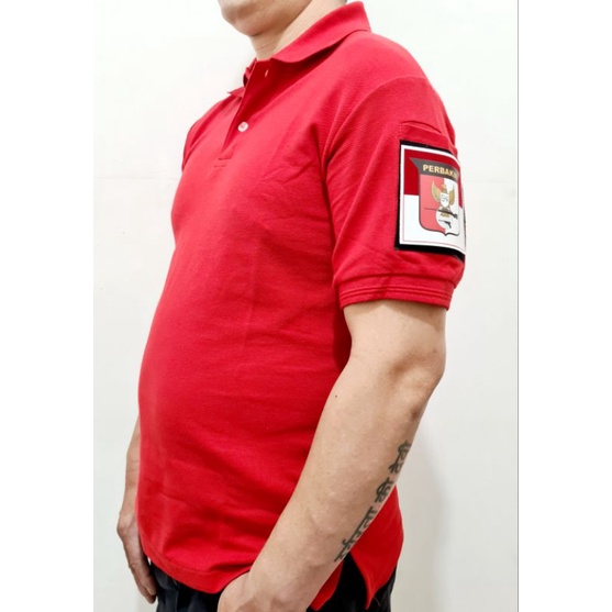 Kaos Logo Perbakin Polo Lengan Pendek Model Baju PDL Tactical Free 3 Emblem Patch Tempelan Velkro