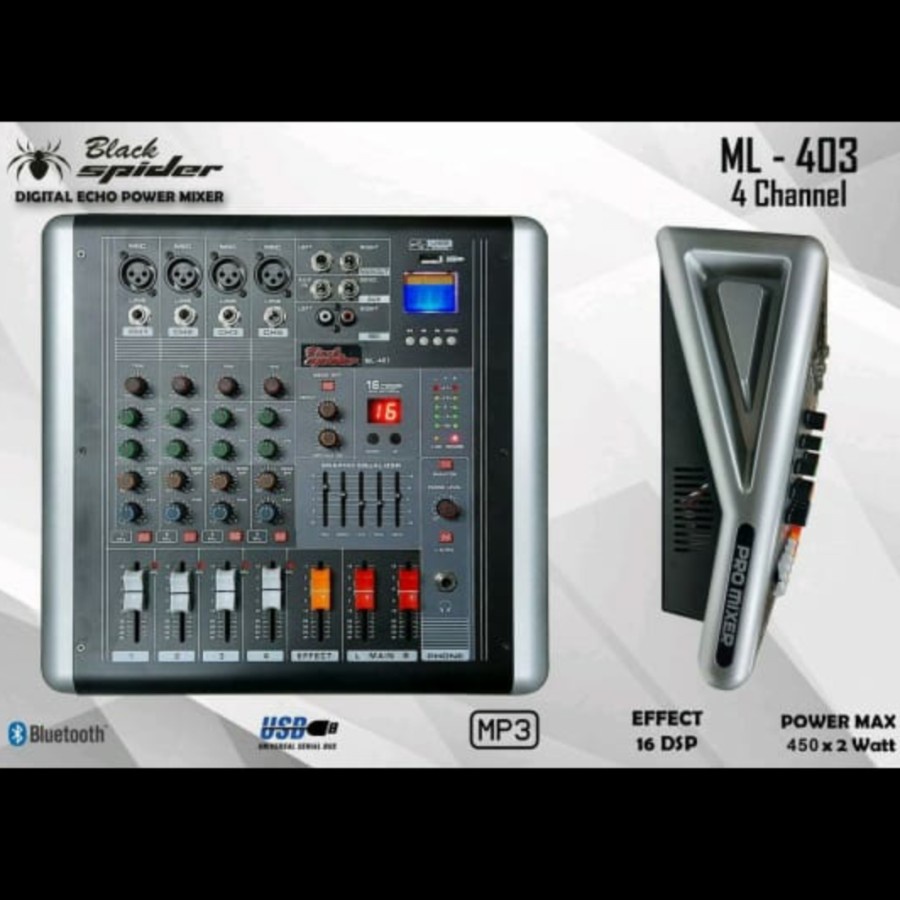 power mixer Black Spider ML403 ML 403 4CH USB BLUETOOTH Blackspider