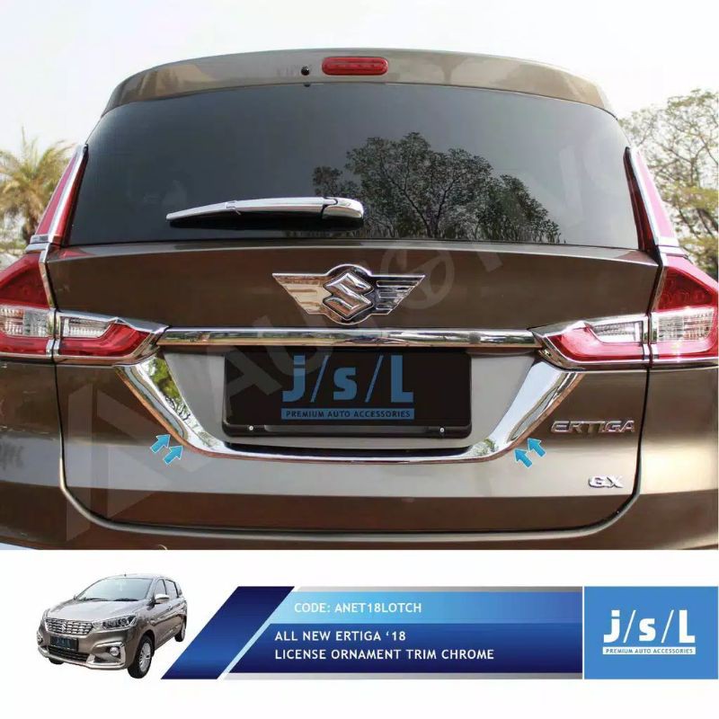 list plat nomor chrome all new Ertiga 2018/ license ornament chrome jsl