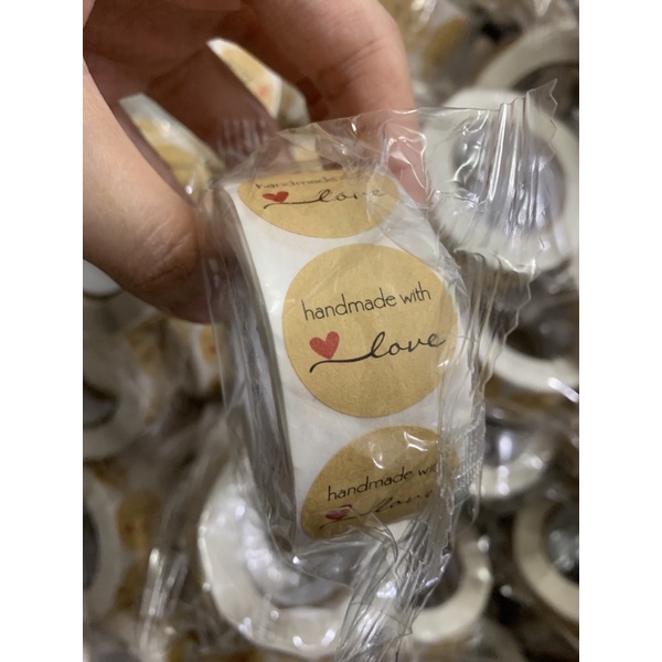 [500Pcs/Roll] Sticker Handmade With Love Stiker Label Bakery Baked With Love