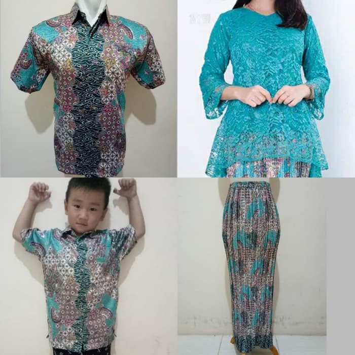 couple kebaya ibu kemeja ayah pendek kebaya anak