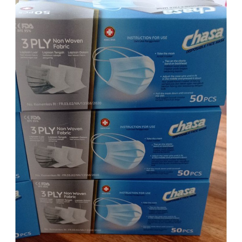 Masker Hijab 3 Ply Headloop isi 50 pcs Chasa Grade Medis