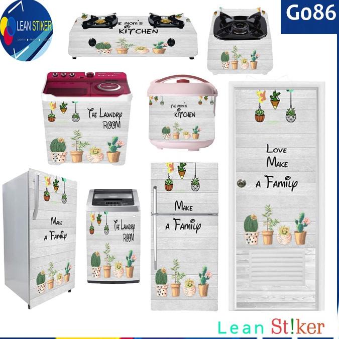 L7I7 stiker kulkas 1 dan 2 pintu,kompor,magicom,dispenser,ac,mesin cuci,pintu kamar mandi motif kakt