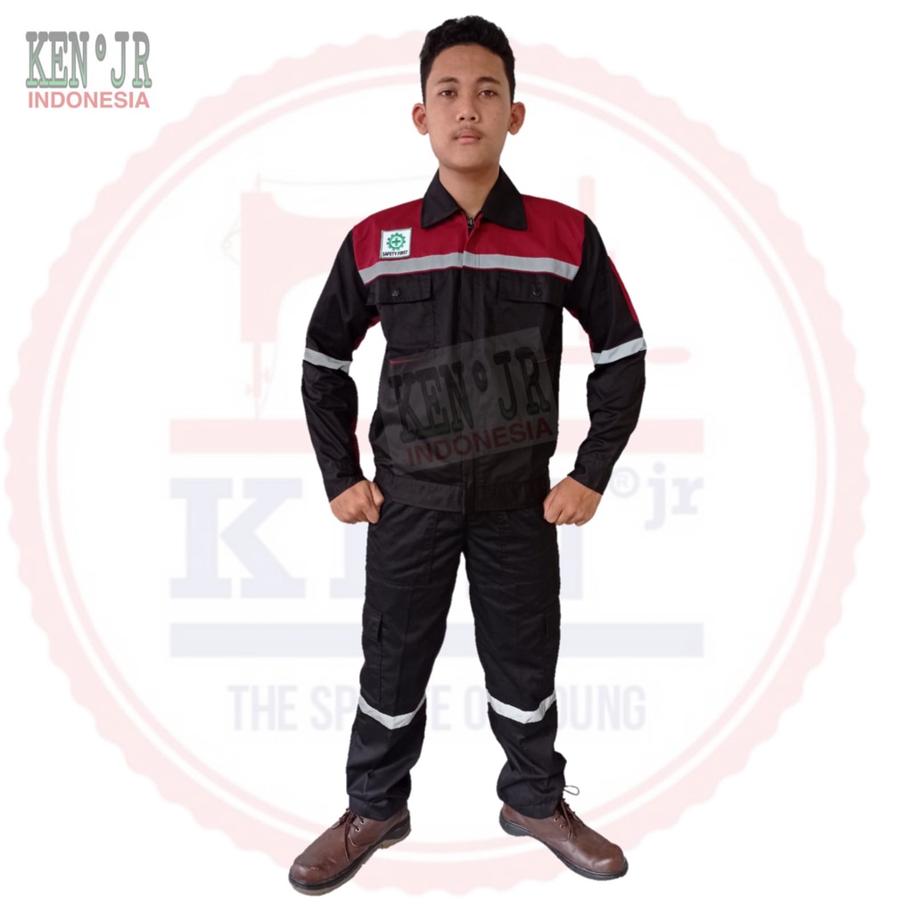 Bagus Uniform - Pakaian Kerja Seragam Proyek Stelan Warna Hitam Maroon