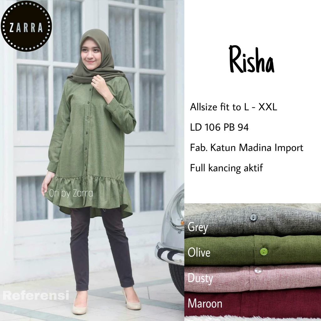 Tunik Putih Polos Bahan Katun Toyobo Atasan Wanita Putih Bersih Ukuran XL Ld 110