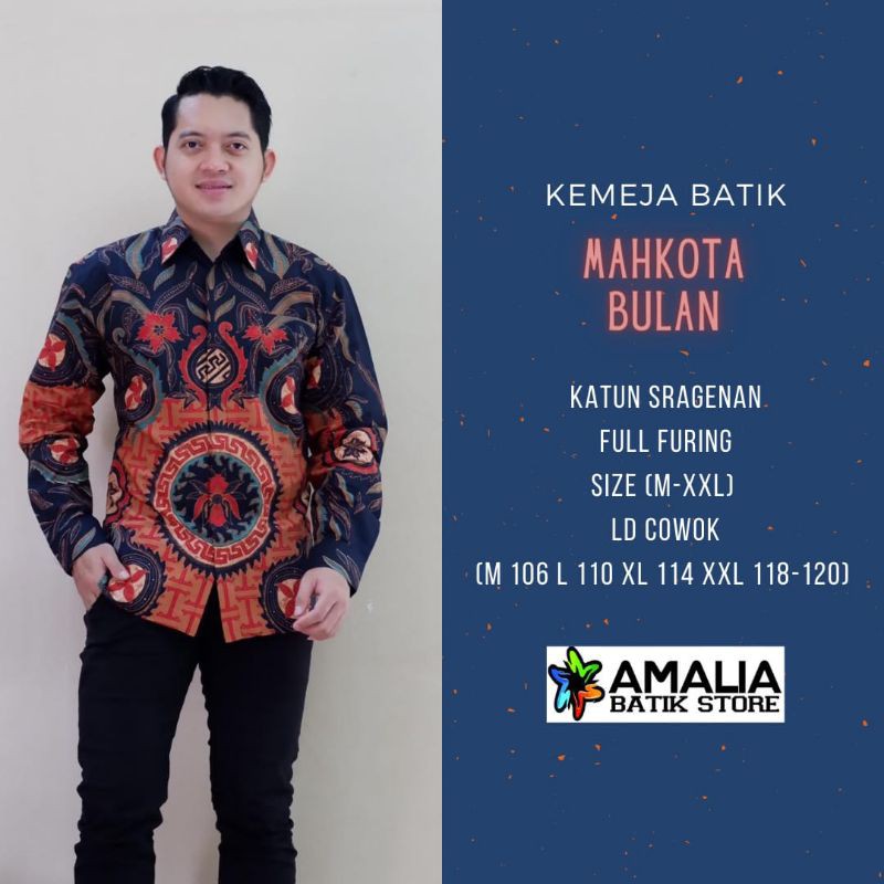 MAHKOTA BULAN.Kwmeja Batik Pria Modern