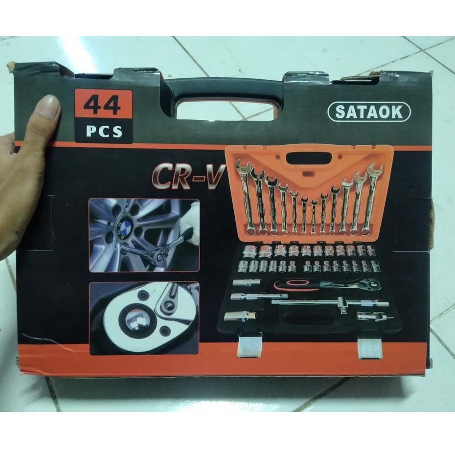 ORIGINAL paket HEMAT 44 pcs Kunci Sok 1/2 Socket Set ratchet CRV dan Kunci Pas SATAOK ( new item )YUKIDO