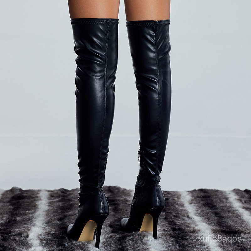 2021 Women Over The Knee Thigh High Boots Fetish 11cm High Heels Leather Stripper Long Boots Combat