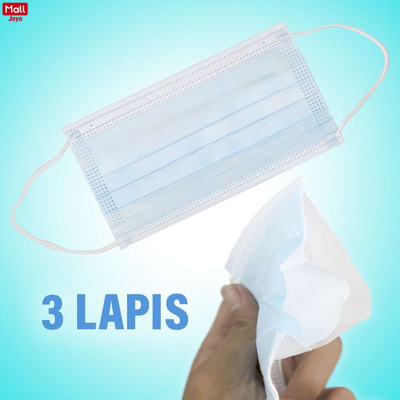 Masker 3ply per box isi 50pcs warna biruMasker 3ply per box isi 50pcs warna biru earloop