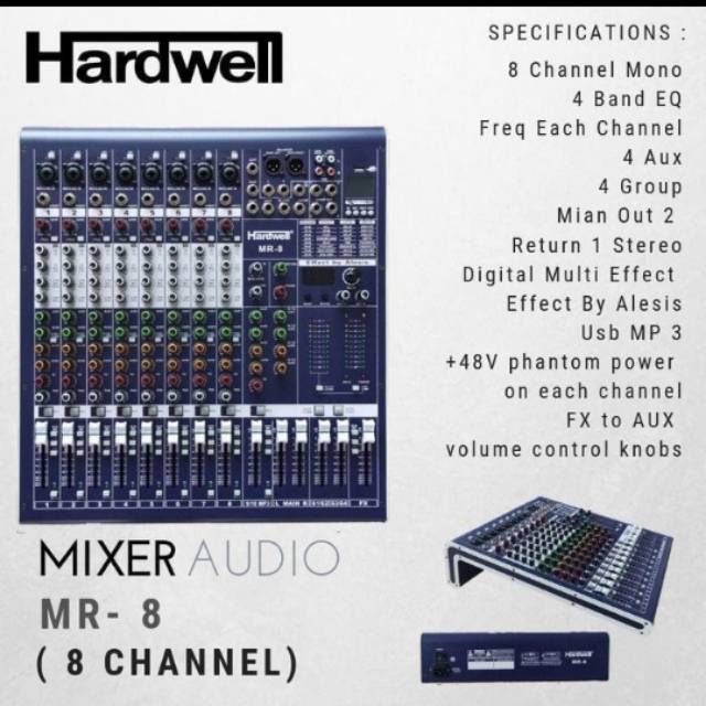 MIXER AUDIO HARDWELL MR 8 8 CHNL MIXER HARDWELL