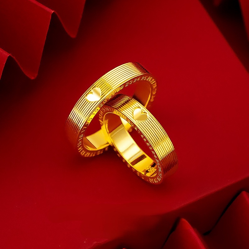 Perhiasan Cincin Pasangan Bentuk Hati Lapis Emas Untuk Pria Dan Wanita 520 Jam