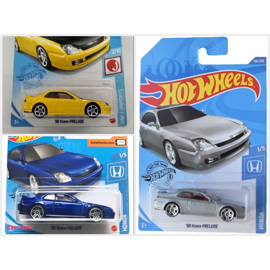 Diecast Hot Wheels 98 Honda Prelude HW Silver Kuning Biru Reguler Shortcard Hotwheels Mobil Mainan