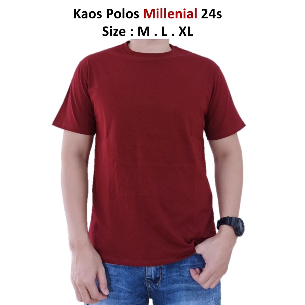 KAOS POLOS LENGAN PENDEK / COTTON COMBED 24S / KAOS UNISEX-MARON