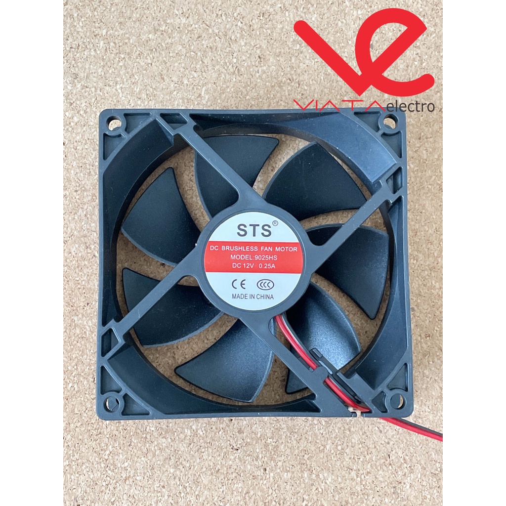 FAN DC 12V 9cm BRUSHLESS FAN KIPAS DC 9x9cm TEBAL COOLING EXHAUST 9cm KIPAS PENDINGIN 90mm 9 x 9cm 0.25A